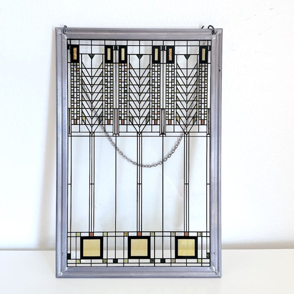 FRANK LLOYD WRIGHT STAINED GLASS WINDOW ART WALL DECOR 12.5"